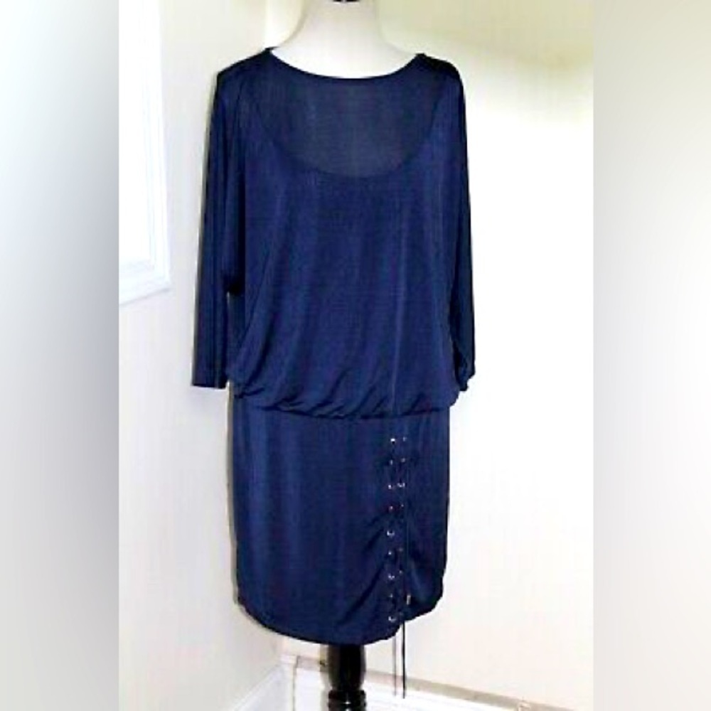 White House Black Market Navy Draped Dress – Size Large